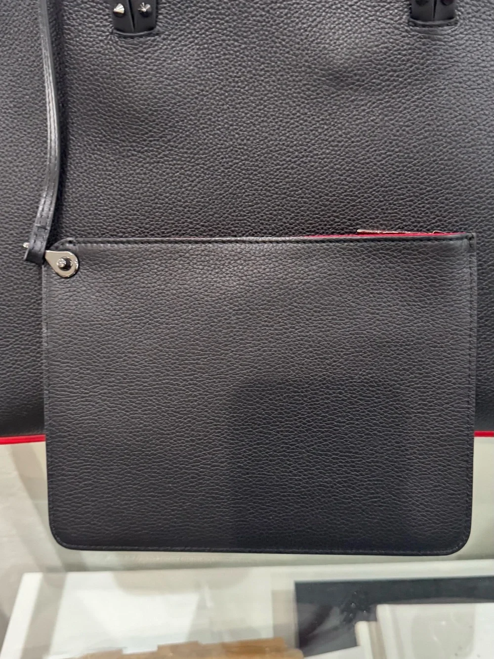 Christian Louboutin Cabata Calfskin Leather Tote with Red Interior